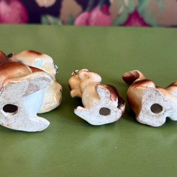 Vintage 3 Small Mid Century Ceramic Squirrels with Nuts Figures w/ Labels Japan - Picture 3 of 4